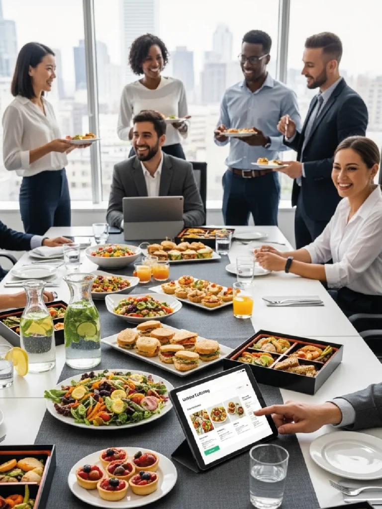 corporate catering online ordering system in modern office